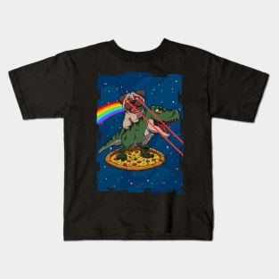 Pugstronauts: A Cosmic Adventure of Pizza, Dinosaurs, and Lazer Beams Kids T-Shirt